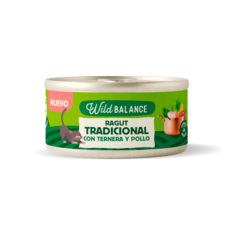 Wild Balance Gato Recetas del Chef Lata Ragut Tradicional de Ternera y Pollo