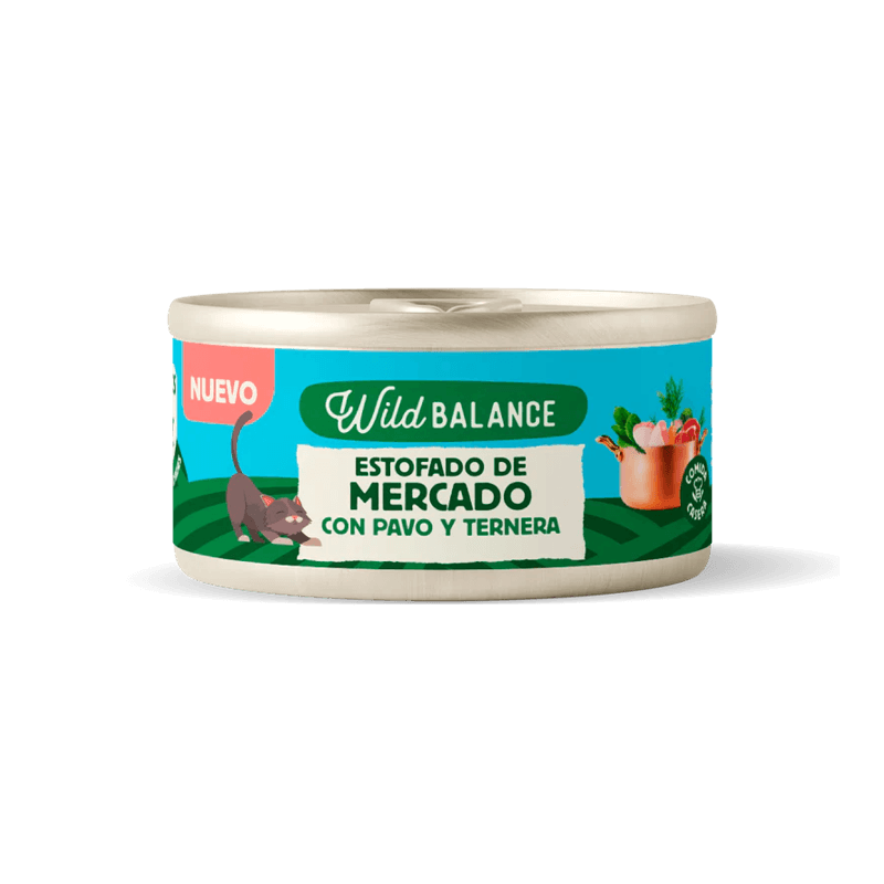 Wild Balance Gato Recetas del Chef Lata Estofado de Mercado con Pavo y Ternera para Gatos