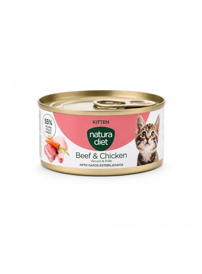 Natura Diet Paté Kitten Vaca e Frango 85 g - Alimento húmido complementar para gatinhos