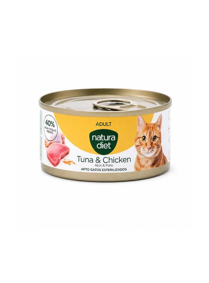 Natura Diet Paté Adult Atum e Frango 85 g - Alimento húmido complementar para gatos adultos