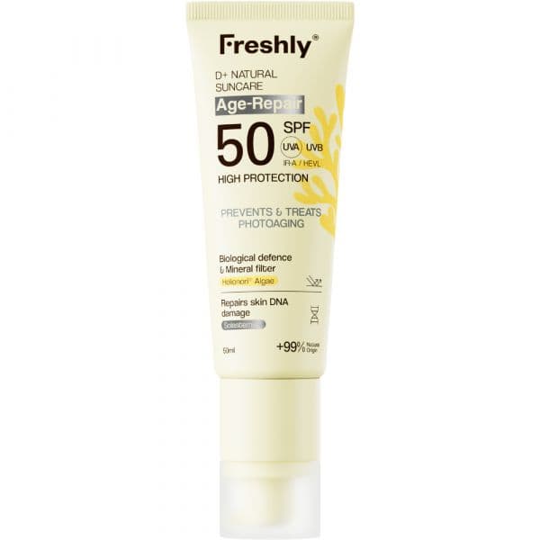 Protetor Solar Freshly D+ Natural Suncare Age-Repair Fluído Facial Regenerador Anti-Rugas SPF50 50ml