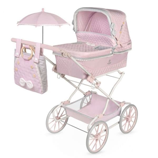 DeCuevas Toys Carro de Bonecas Sophie Rosa Dobrável com Sombrilla