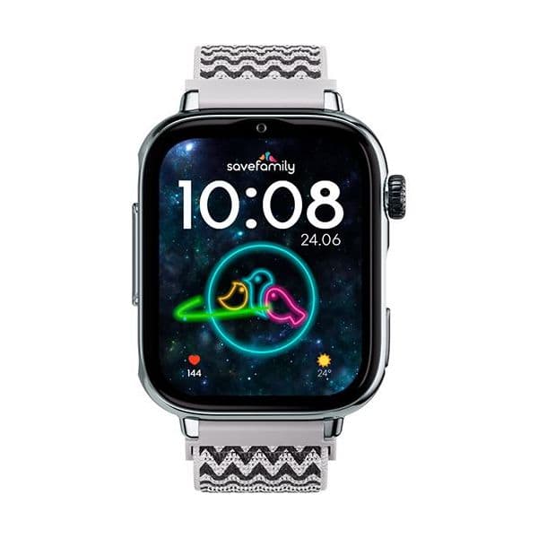 SaveFamily Savewatch Plus 2 4G Silver c/ Bracelete Zigzag Black/White