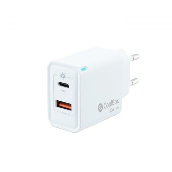 Coolbox Carregador USB-A + USB-C 30W com Tencologia GaN
