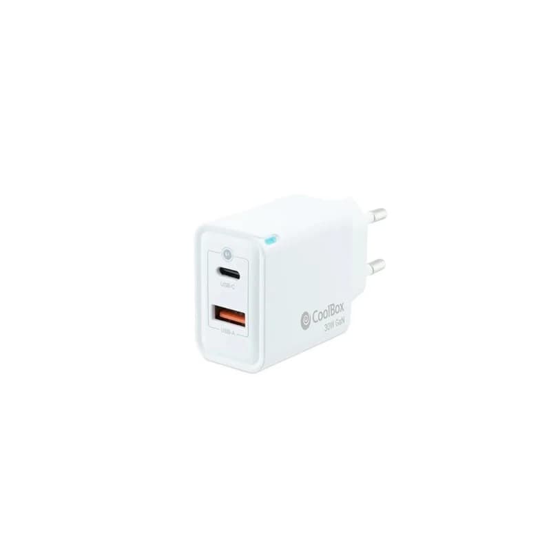 Coolbox Carregador USB-A + USB-C 30W com Tencologia GaN