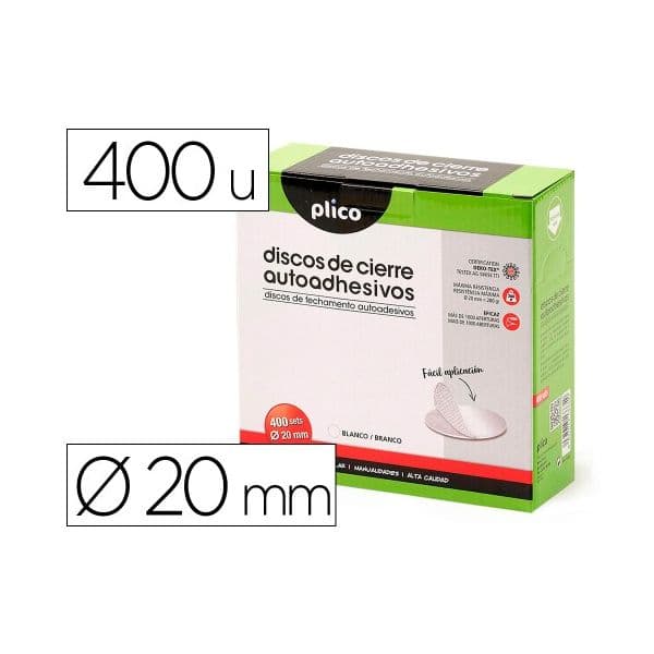 Plico Velcro Autoadesivo Redondo 20mm Branco 400 Unidades