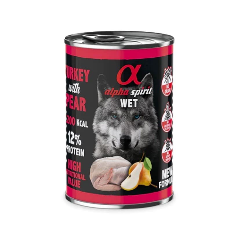 Ração Húmida Alpha Spirit Adult Turkey & Raspberries Wet 400g