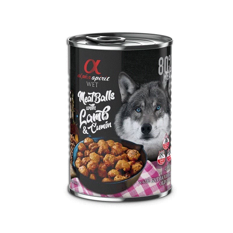 Ração Húmida Alpha Spirit Meat Balls Lamb & Cumin Wet 400g