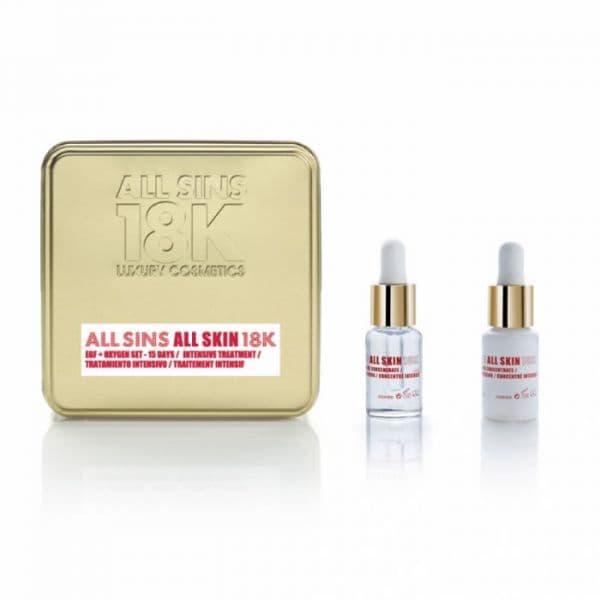 All Sins 18k EGF Oxygen Tratamento Facial 15 Dias Intensive Soro Oxygen 15ml + Soro EGF 15ml Coffret