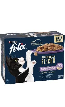 Ração Húmida Purina Felix Deliciously Sliced Gelatina Seleção 12x80g