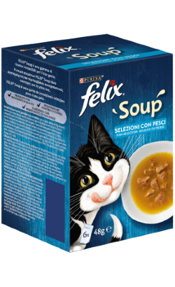 Felix Soup Seleção de Peixes 6x48g Sopa para Gato - Campet