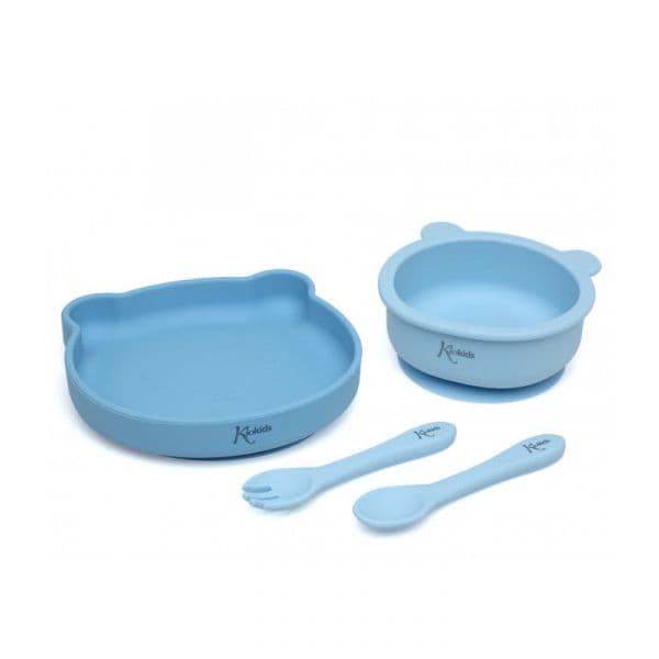 Kiokids Conjunto de Alimentação Silicone Azul
