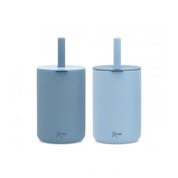 Kiokids Copos com Palhinha Silicone Azul