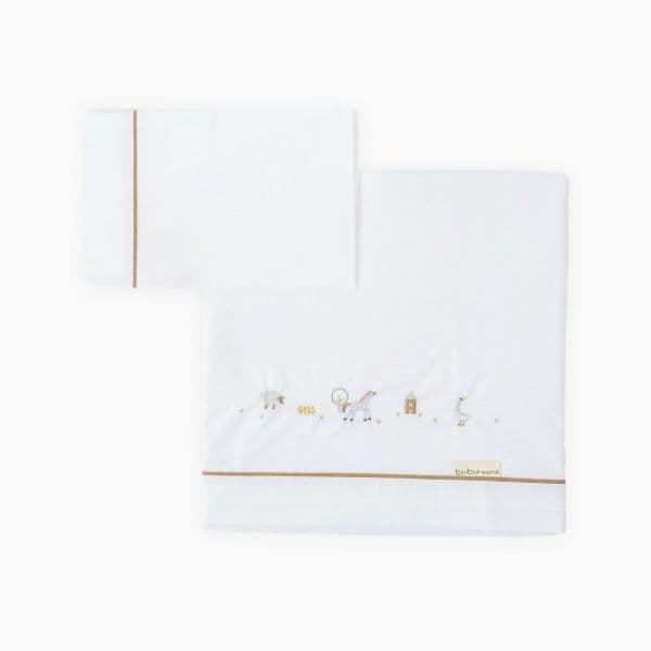 Pirulos Lençóis Algodão Farm Branco/lino 120x60