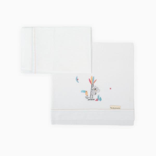Pirulos Lençóis Algodão Tucan Branco/verde 80x50