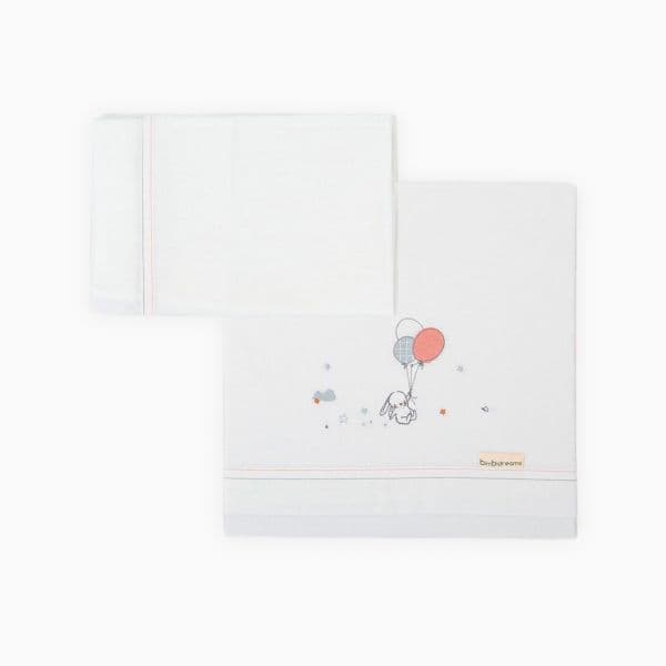 Pirulos Lençol de Algodão para Alcofas Jolie Branco/rosa 80x40
