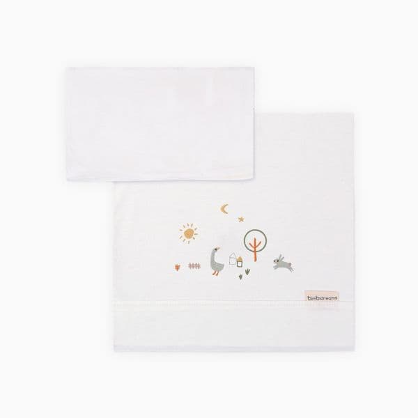 Pirulos Lençóis Punto Granja Branco/teja 120x60