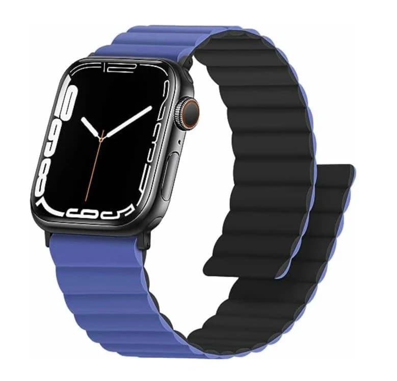 SWISSTEN Bracelete Magnética Silicone para Apple Watch 38-41mm Azul/Azul, Azul/Preto