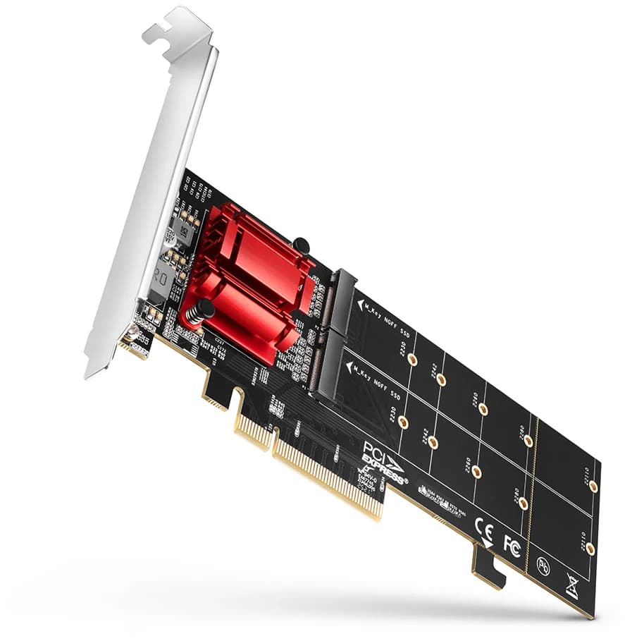 AXAGON Adaptador PCIe 3.0 8x dual M.2 NVMe M-key SP & LP