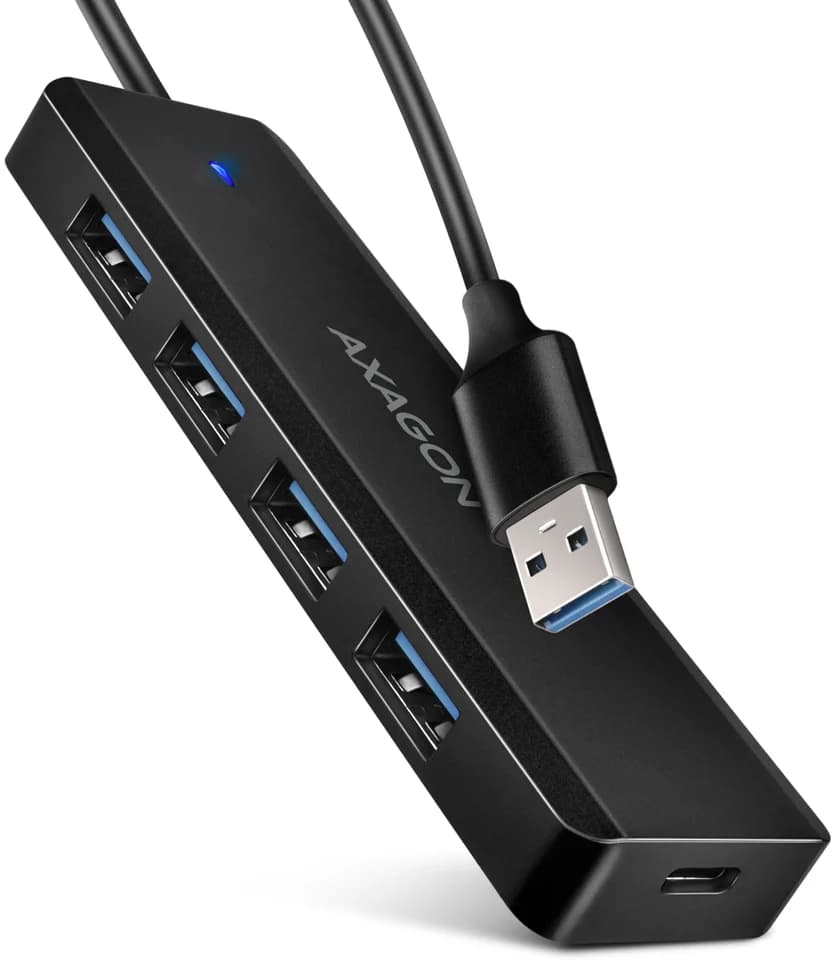 AXAGON Travel Hub 4x USB3.2 Gen 1 USB-C power IN, w, Type-A 20cm