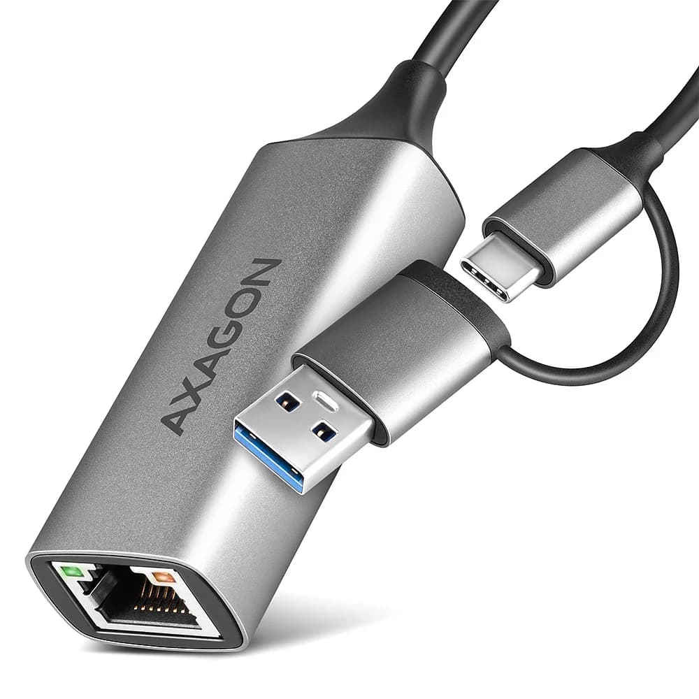 AXAGON Adaptador Gigabit Ethernet 10/100/1000 USB 3.1 Tipo C + USB-A