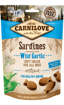 Ração Húmida Carnilove Soft Snack Sardinhas & Alhos 200g
