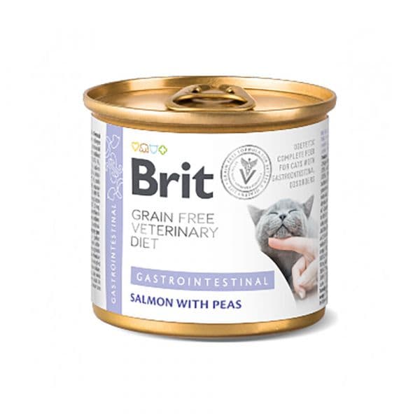 Ração Húmida Brit Veterinary Diet Cat Gastrointestinal Grain-Free Salmon with Pea 200 g