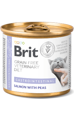 Ração Húmida Brit Veterinary Diet Cat Gastrointestinal Grain-Free Salmon with Pea 200 g