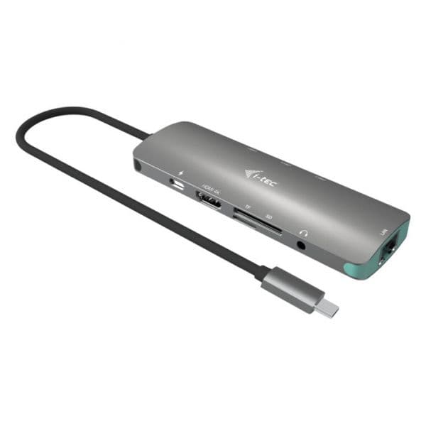 I-Tec Docking Station Multiport C31NANOLANPD100 USB-C 9-em-1 4K 100W USB 3.2 Gen 1 Metal Silver/Gray
