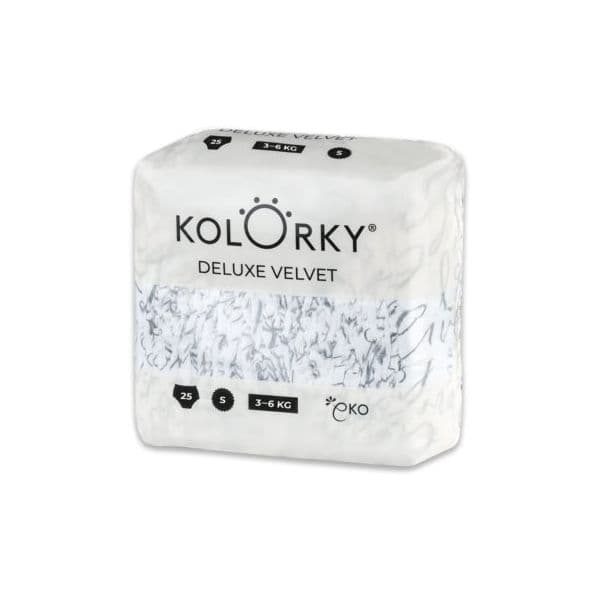Kolorky Deluxe Velvet Love Live Laugh Fraldas Ecológicas Tamanho S 3-6 Kg 25 Un.