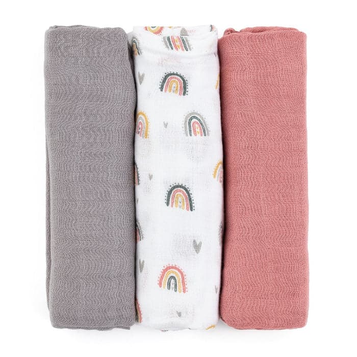Petite&Mars Fraldas de Musselina de Bambu Moussy 68x68 cm Rose Rainbows