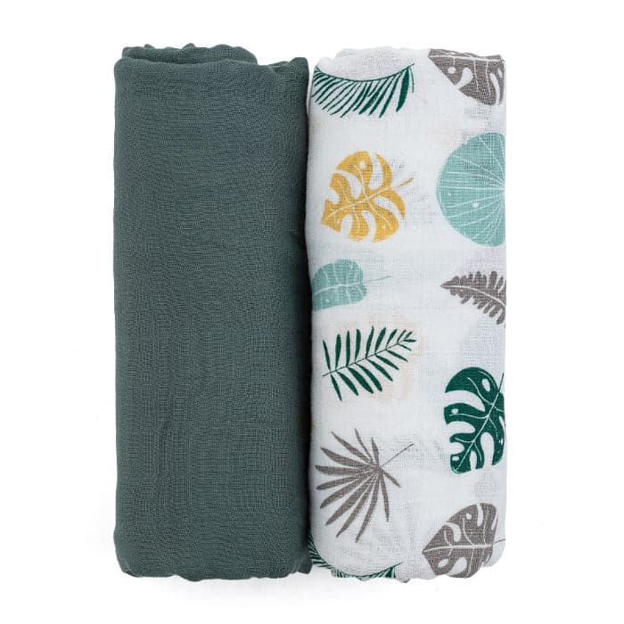 Petite&Mars Fraldas de Musselina de Bambu Misty 120x120 cm Green Leaves