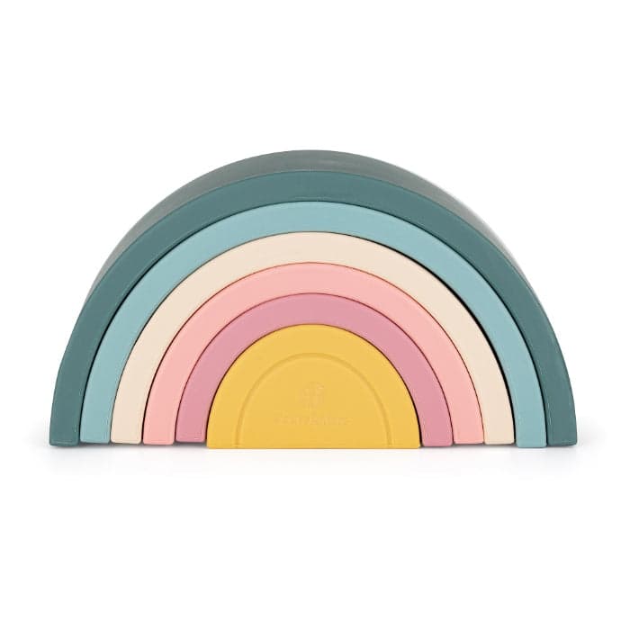 Petite&Mars Brinquedo Empilhável de Silicone Rainbow Misty Green