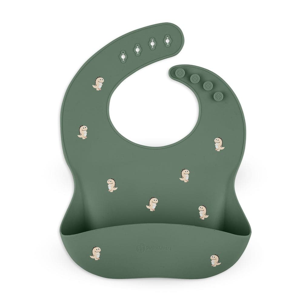 Petite&Mars Babete de Silicone Take&match Green Dinos