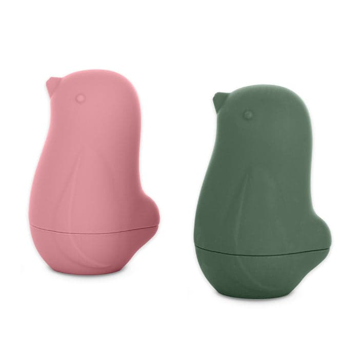 Brinquedos de banho de silicone Petite&Mars Love birds Pink Green