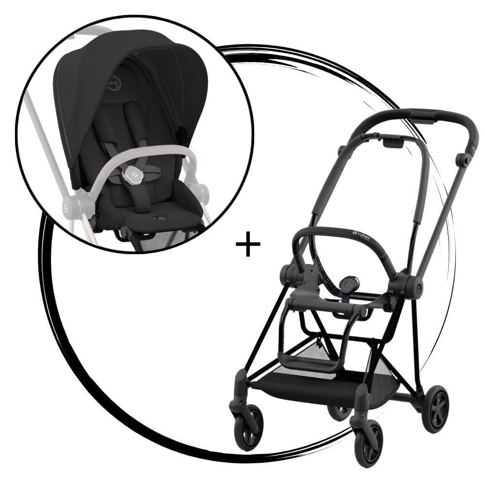 Carrinho Cybex Platinum Mios Matt Black + Pack de Tecidos Sepia Black