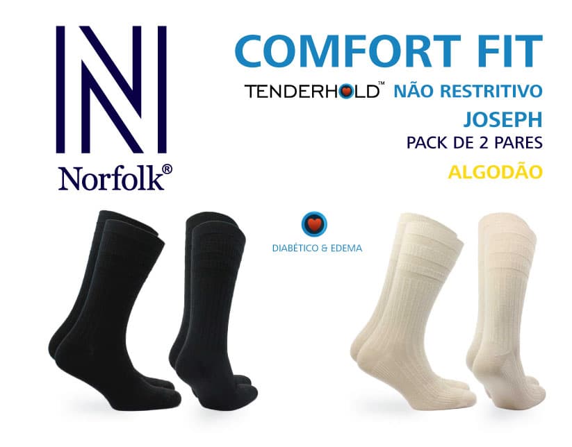 Meia pe diabetico e edema 35/38 preto Pack