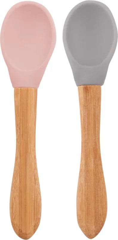 Minikoioi Colheres Bambu Cinza e Rosa
