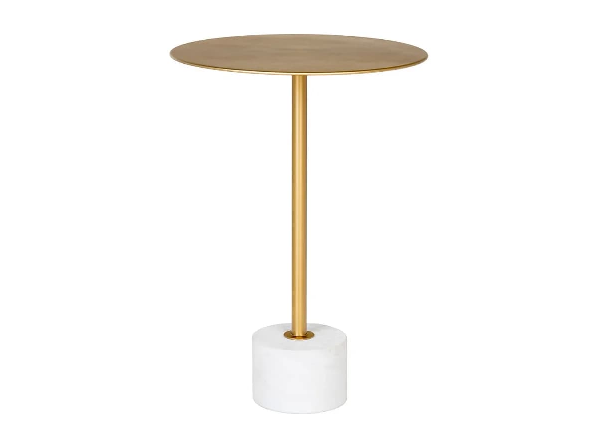 Mesa de apoio Lecco esguia em latão e mármore branco ø41x58 cm