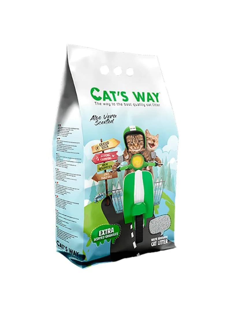 Cat's Way Aloe Vera - Areia aglomerante de bentonite para gatos 5 L