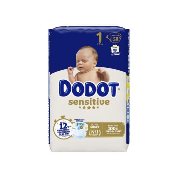 Fraldas Dodot Sensitive T1 (2-5Kg) 58 Unidades