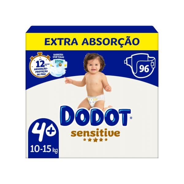 Fraldas Dodot Sensitive Extra T4+ (10-15Kg) 96 Unidades