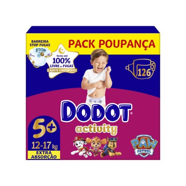 Fraldas Dodot Activity Extra T5+ (12-17 Kg) 126 Unidades