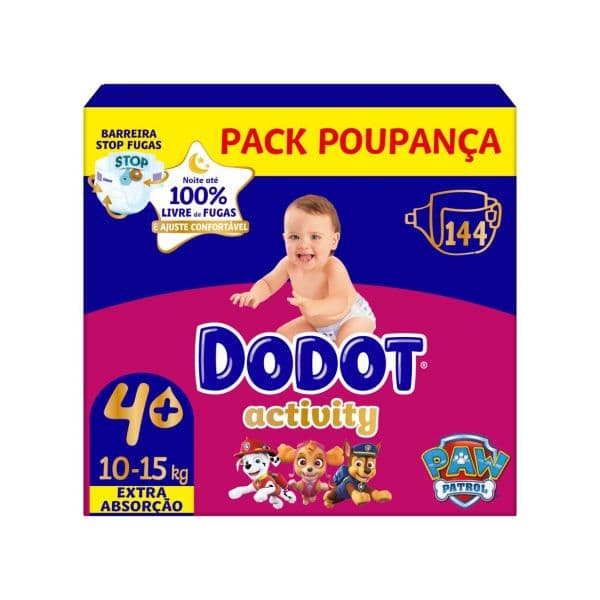 Fraldas Dodot Activity Extra T4+ (10-15Kg) 144 Unidades