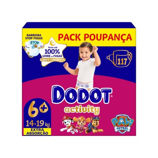 Fraldas Dodot Activity Extra T6+ (14-19Kg) 117 Unidades