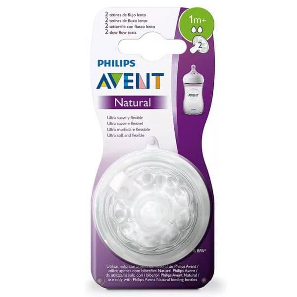 Philips Avent Pack 2 Tetinas Natural Fluxo Lento 1m+