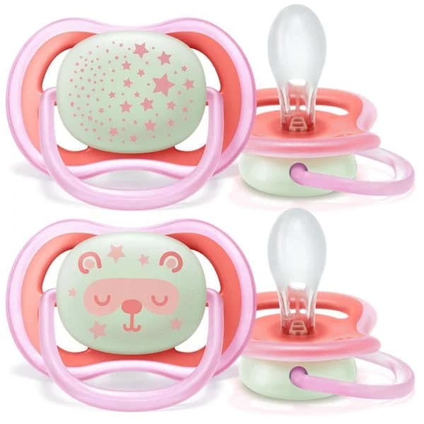 Philips Avent Pack 2 Chupetas Ultra Air 6-18M Night Time Menina