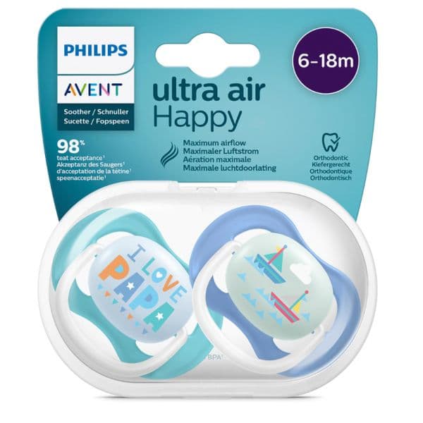 Philips Avent pack 2 chupetas ventiladas Ultra Azul 6-18 meses