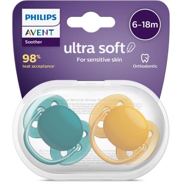 Philips Avent 2 Chupetas Ultra Soft 6-18M Verde/Ocre