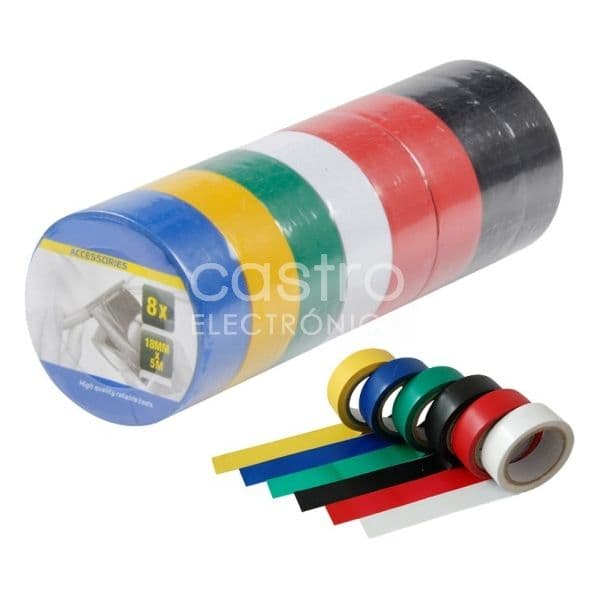 Kinzo Emb. 8x Fitas Isoladoras Multi-cores (5 Mts X 19 mm X 0,13 mm) - 79534